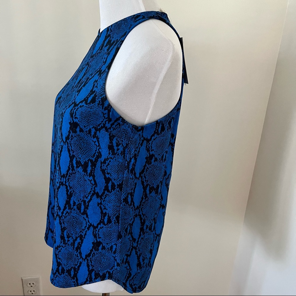 A.L.C. Blue Anise Snakeskin-print Python Tank Top Size: 4 - Picture 6 of 11